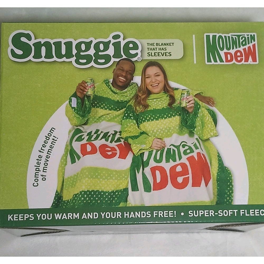 Retro Mountain Dew Snuggie Super-Soft Fleece Blanket With‎ Sleeves 71"x54" - NEW